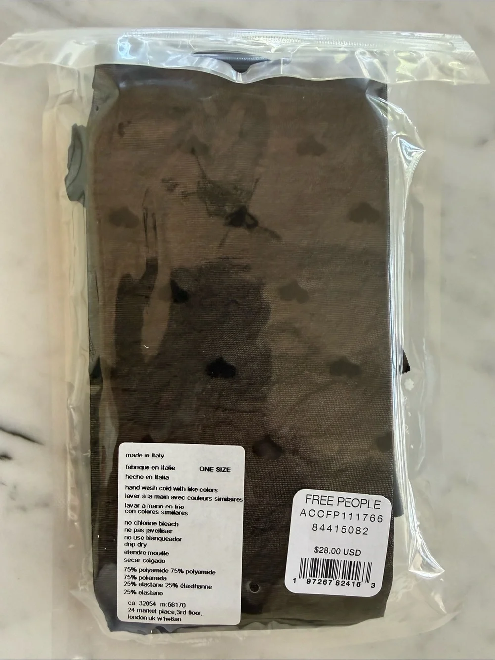 Free People Black Heart Sheer Tights